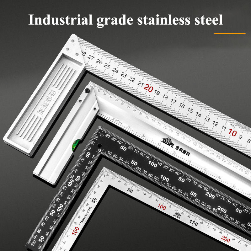Angle ruler woodworking ruler 45 degrees 90 degrees right angle ruler steel plate ruler L-shaped turn ruler with horizontal triangle ruler measurement by ruler