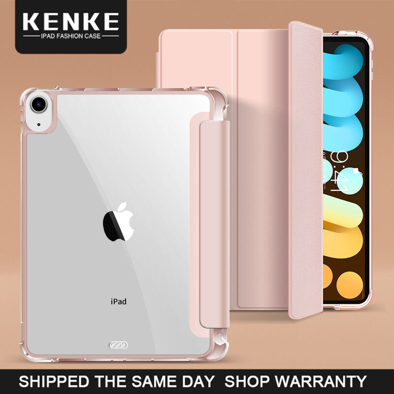 KENKE iPad case Matte translucent back cover Hard bottom and soft edges for Apple 2021 iPad mini 6 8.3 inch cover Supports adsorption charging on the right side of the pencil Anti-bend cover anti-fall Tri-fold support surface cover。