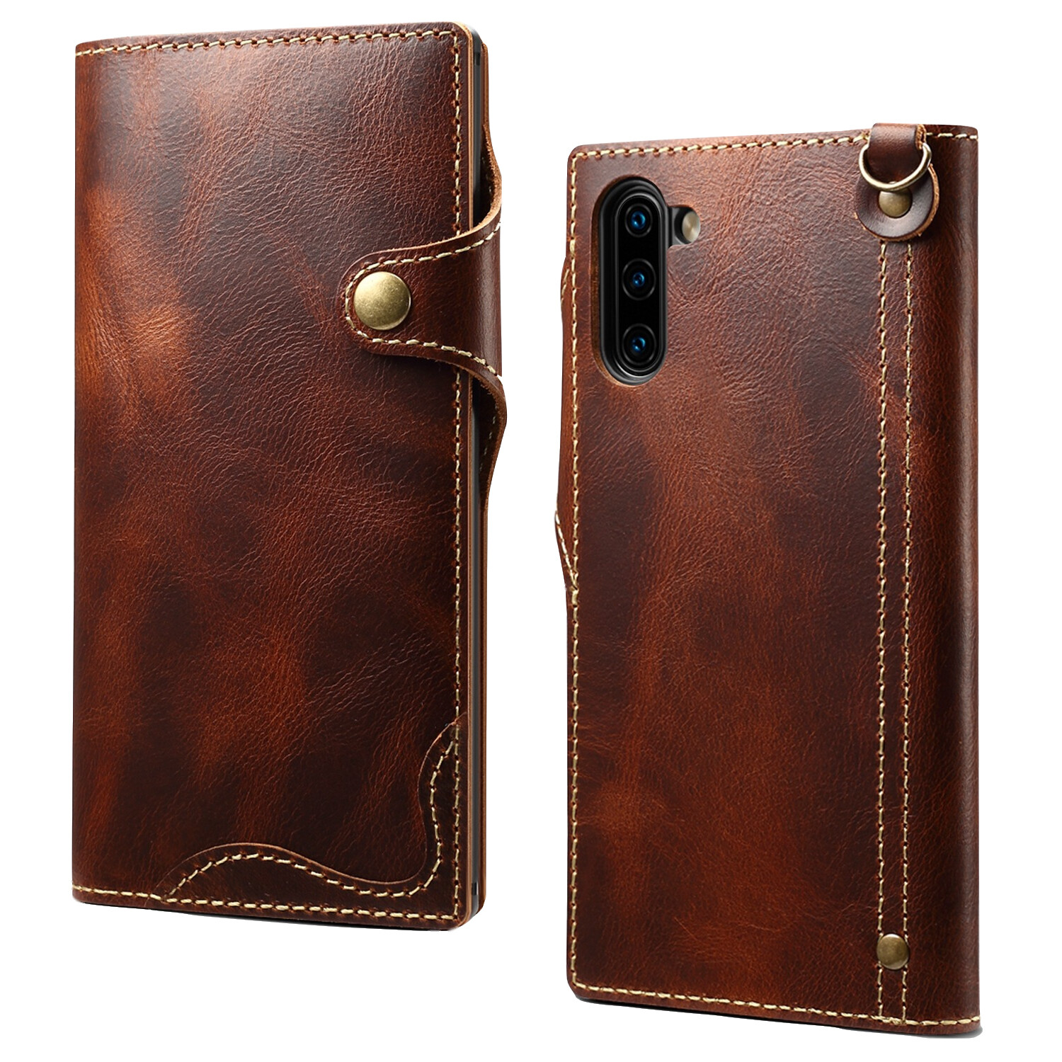 Top★bao da thật cho samsung galaxy note10 + note 10 plus bao da thật kèm túi và dây đeo tay 919