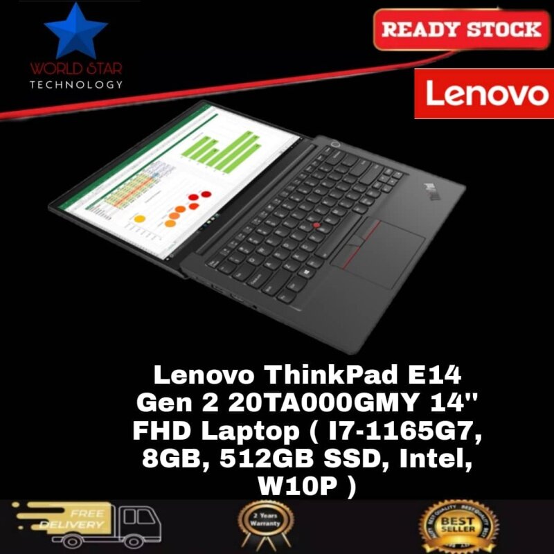 Lenovo ThinkPad E14 Gen 2 20TA000GMY 14 FHD Laptop ( I7-1165G7, 8GB, 512GB SSD, Intel, W10P ) Malaysia