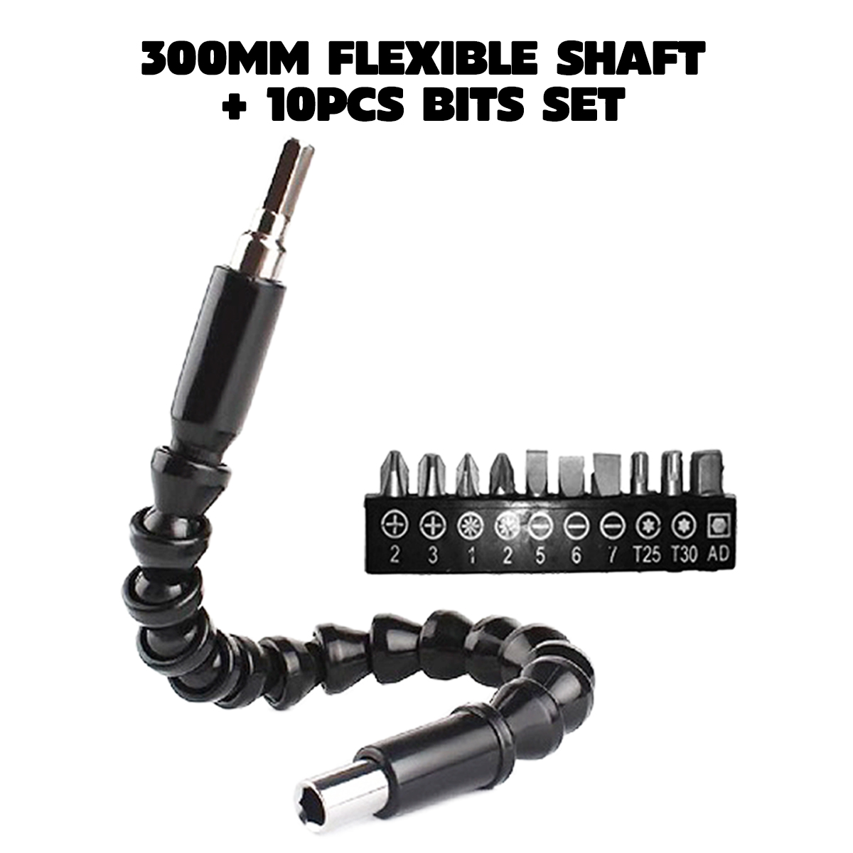 Jyving 12pcs Electric Drill Universal Snake Bit Hex Shank Flexible Shaft Hose Screwdriver Drill Bits Soft Extension Rod Repair Tool