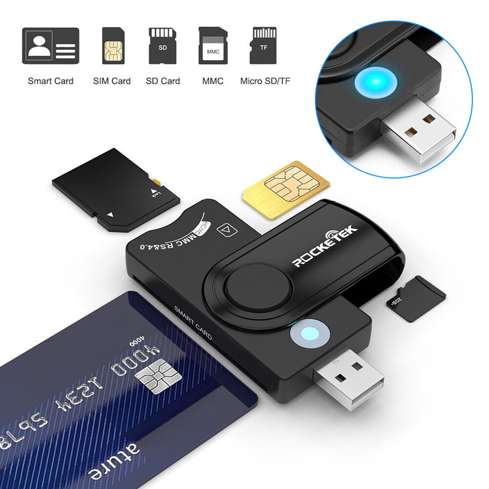 Rocketek CR310 USB 2.0 Tax Declaration IC Smart Card Reader Professional TF SIM Card Reader