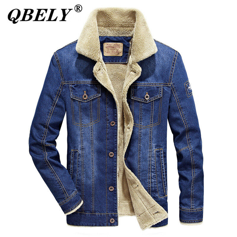 men jean jacket with fur collar
