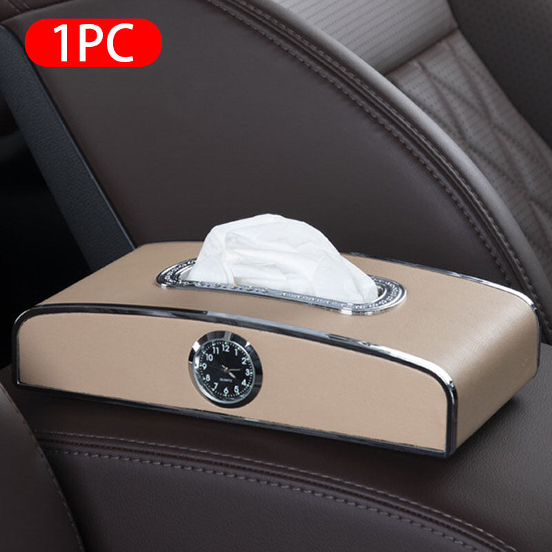 Luxury Car Tissue Holder Microfiber Leather Napkin Holder with Quartz