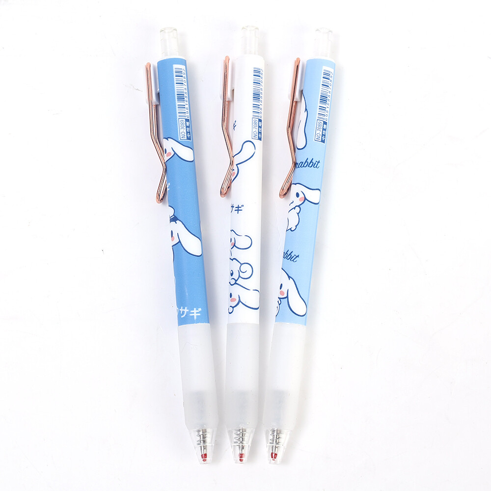 6pcs blue cinnamon dog ins press pen cute big ear dog gel pens metal hook sanrio pen