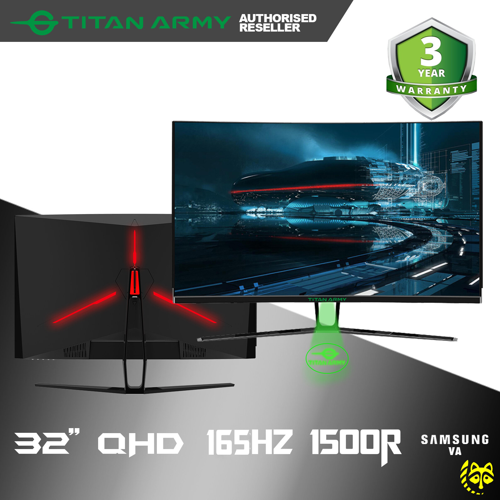 TITAN ARMY 32" Samsung VA Curved 165Hz 2K Gaming Monitor (N32SQPLUS
