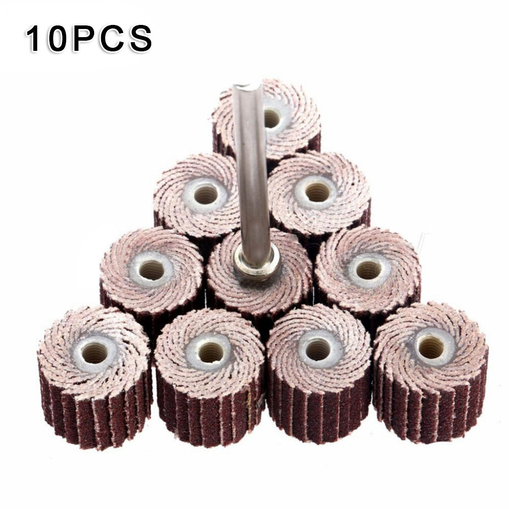 10pieces/set Flap Sanding Grinding Wheel Polishing Metal Rotary Tool + Mandrel