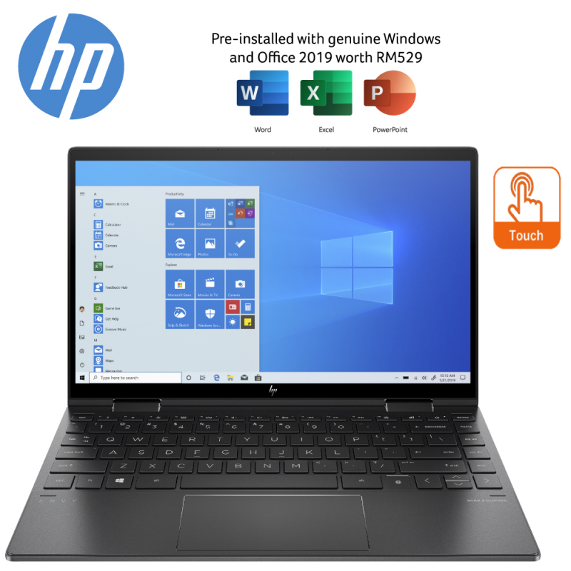 HP Laptop ENVY X360 13-Ay1013AU 13.3 FHD Touch 2-In-1 Nightfall Black ( Ryzen 5 5600U, 8GB, 512GB SSD, Intel, W11, HS ) Malaysia