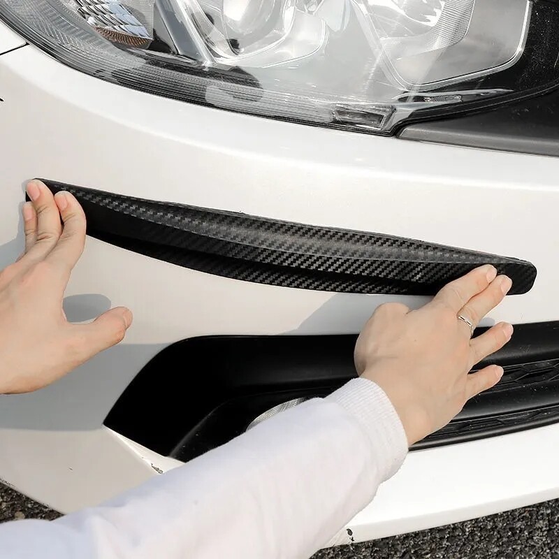 2pcs Car Front Rear Bumper Anti-Collision Scratch Corner Guard Protector Rubber Sticker Trim Strip