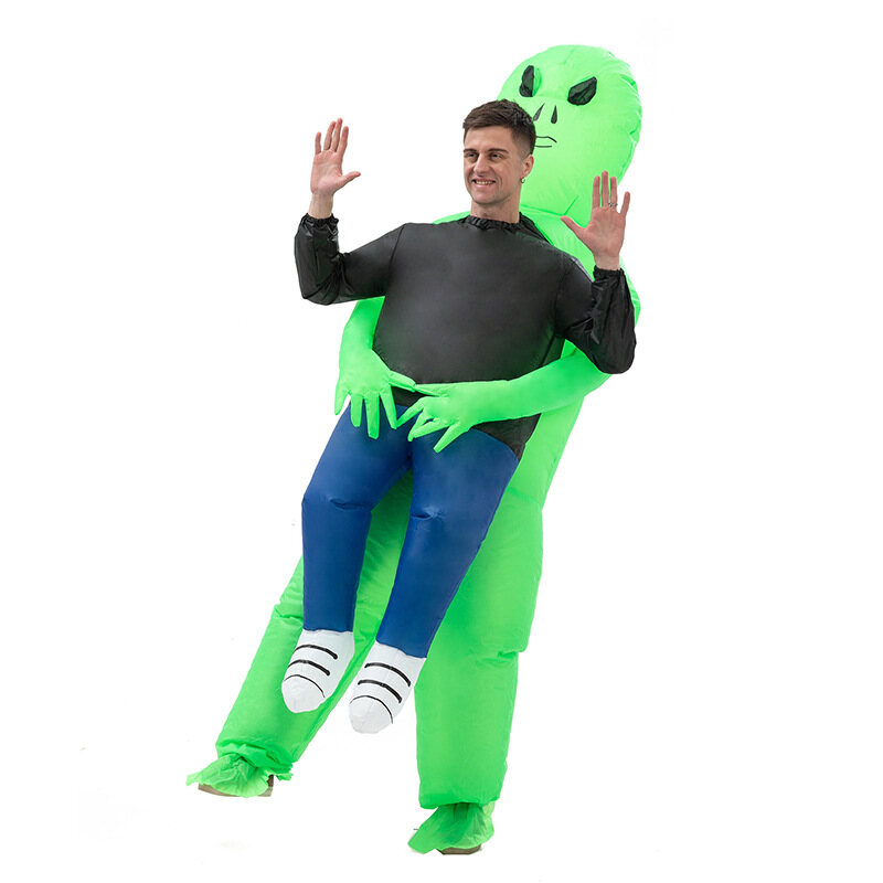 Monkey Fun ET Alien inflatable Auit Alien Monster Inflatable Costume Ghost Inflatable Costume Halloween Scary Green Alien Cosplay Costume For Adults Children's Party Festival Stage