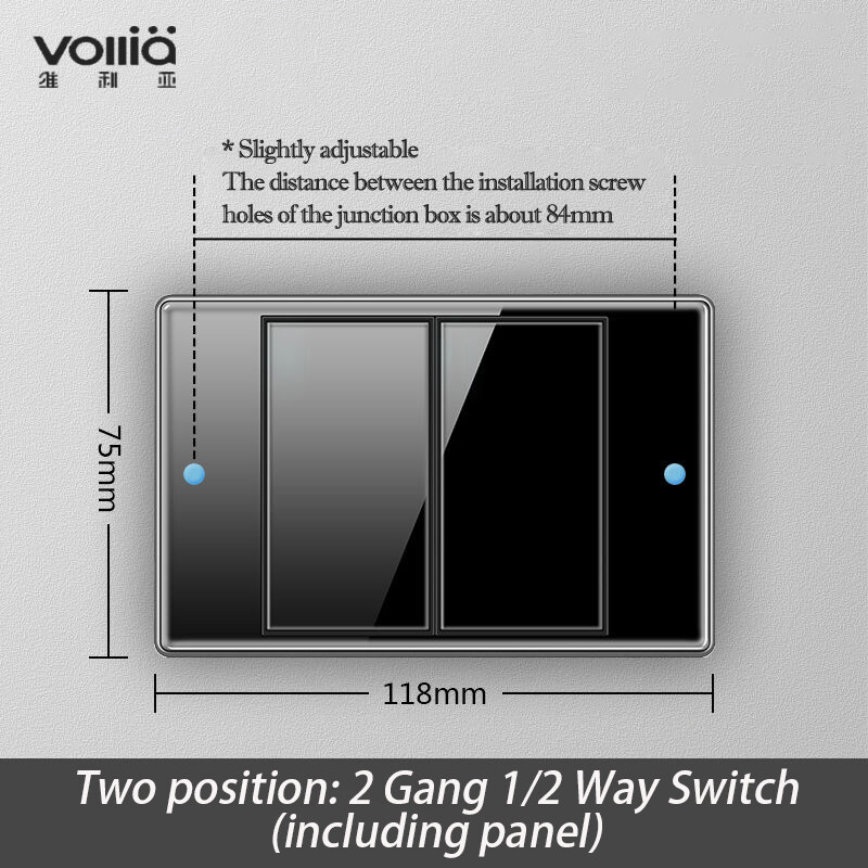Vollia Black Wall Switch for Light 1/2/3/4 Gang 1/2/3 Way Electrical