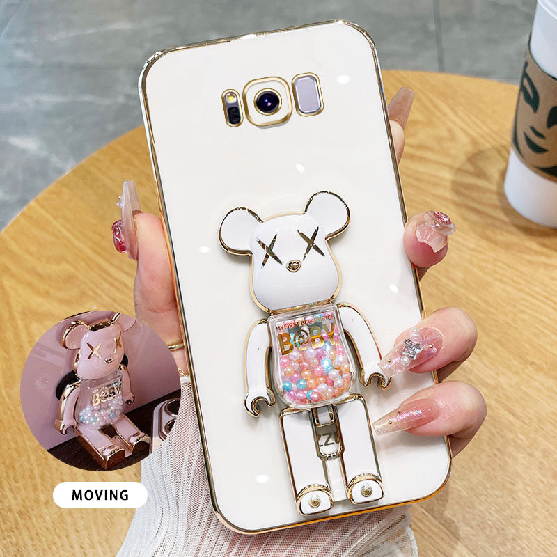 Ybd 3d candy bear bracket phone case for samsung galaxy s8 plus s8+ s9 plus s9+ s10 plus s10+ high end soft silicone material