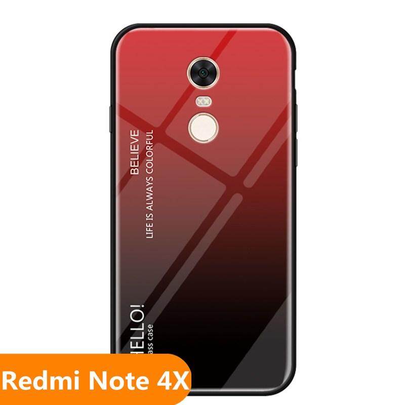 For "Xiaomi Redmi Note 4X" Gradient Tempered Glass Back Cover Protective Phone Case