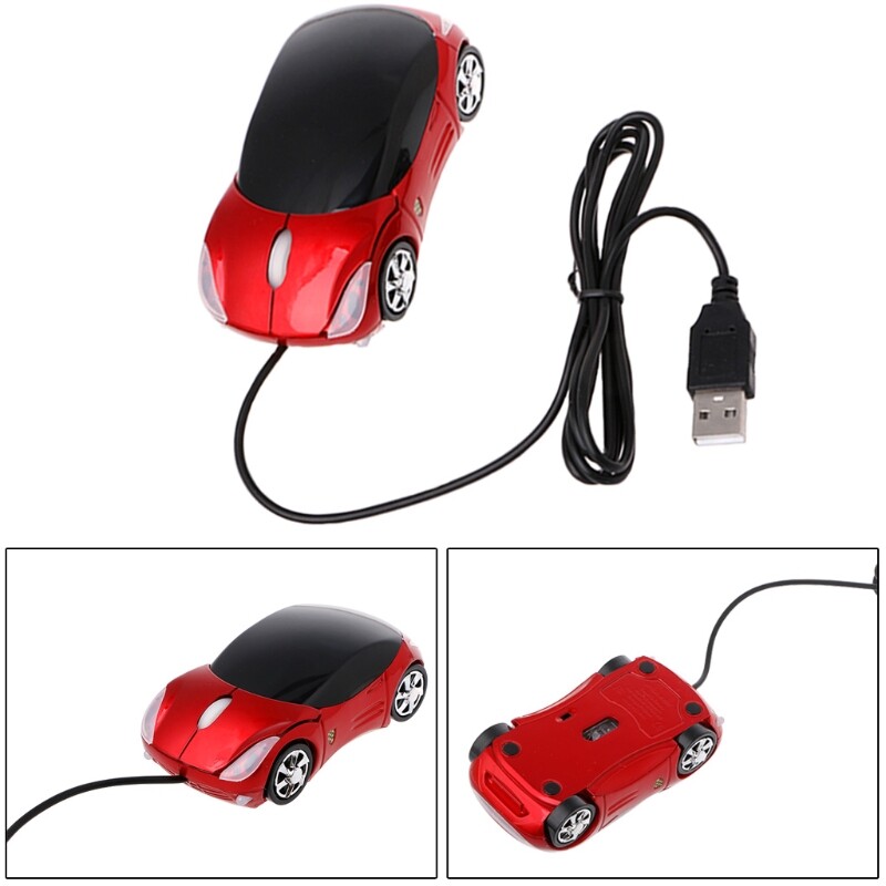 Chuột Quang 2 Đèn Pha Sáng Tạo Có Dây USB Hình Xe Hơi Mini 1000DPI, Dành Cho Máy Tính Xách Tay PC
