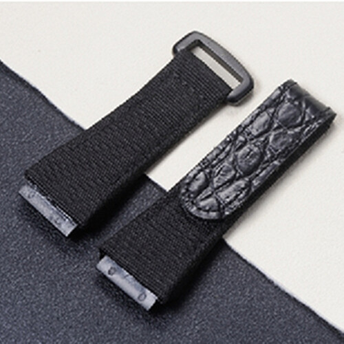 Top Quality 25mm Nylon Canvas With Crocodile Leather Watchband For Richard Mille RM011 RM056 Watch Strap band Bracelet with word screw type