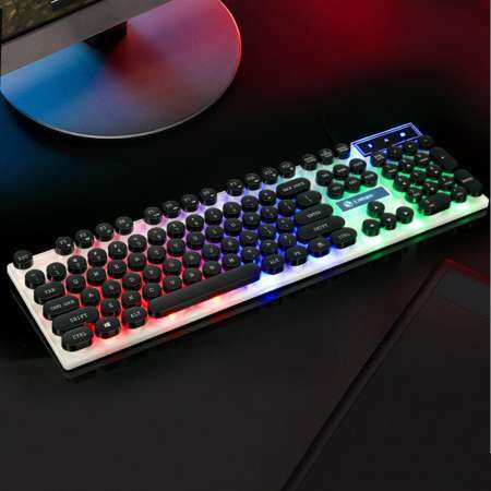 TX30 104 คีย์ไฟสว่างจากด้านหลังแบบใช้สายไฟปรับ RGB LED แบ็คไลต์ USB Mechanical GAMING แป้นพิมพ์โลหะ