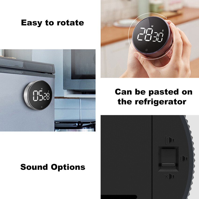Digital Kitchen Timer - Magnetic Countdown Countup Timer With Large LED Display Volume Adjustable