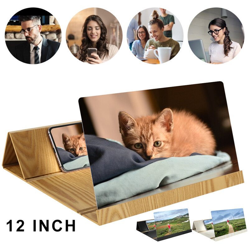 Điện Thoại Thông Minh Kính Acrylic 12 Inch Video 3D Gấp Màn Hình HD Kính Lúp Khung Giá Đỡ Gắn Bộ Khuếch Đại Màn Hình