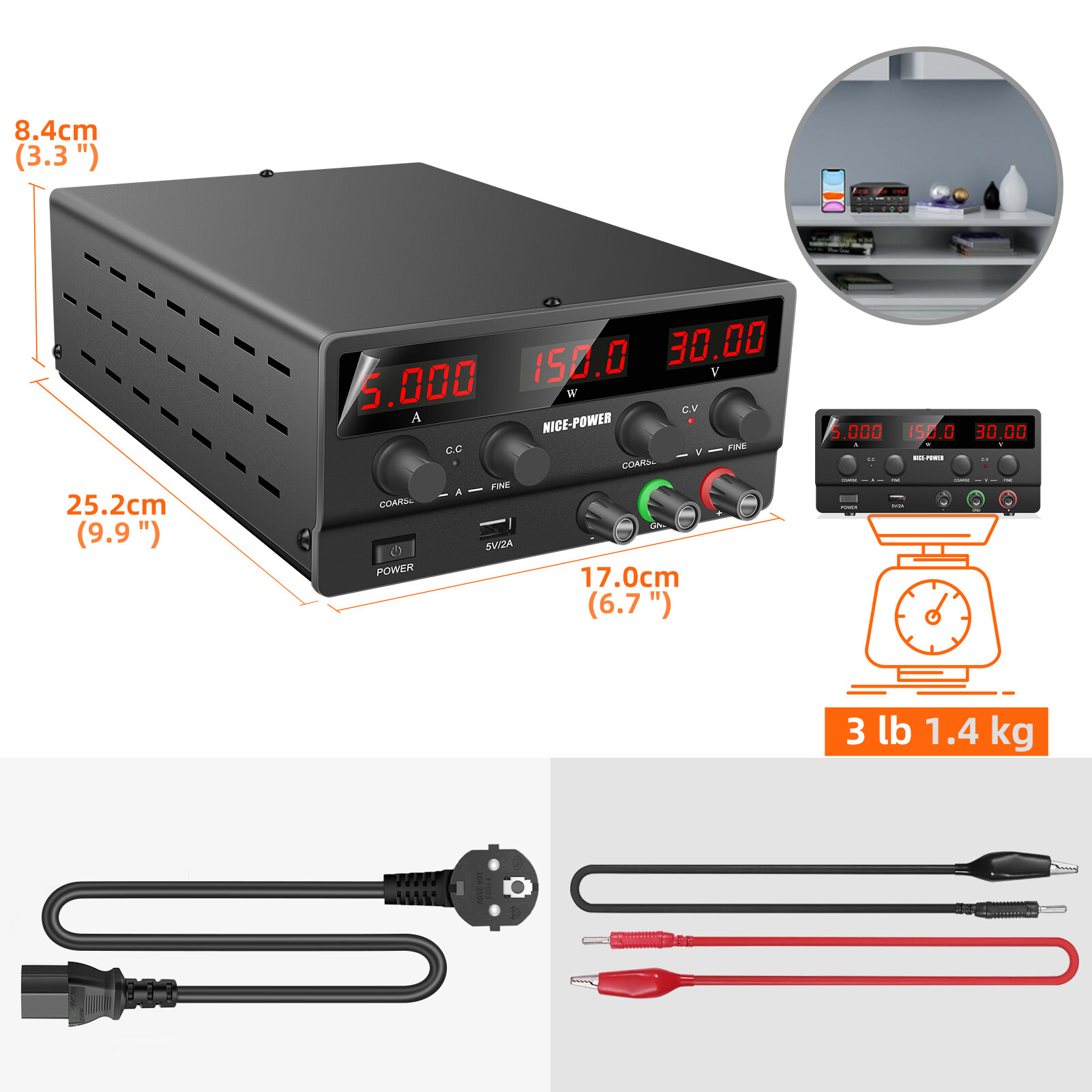 NICE POWER DC POWER Nguồn điện phòng thí nghiệm có thể điều chỉnh 30V 10A Nguồn điện chuyển mạch ổn định để sửa chữa PCB