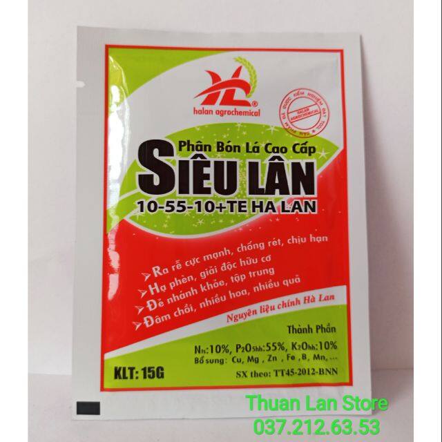 Phân bón lá cao cấp siêu lân 10-55-10 + te hà lan gói 15g