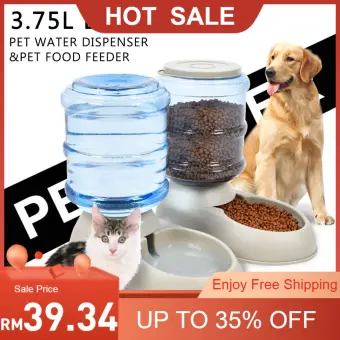 3 75l Automatic Gravity Food And Water Feeder Dog Cat Drink Bowl