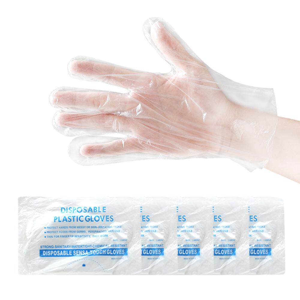 100 PCS Plastic Disposable Gloves Restaurant Home Service Hygiene Catering IR