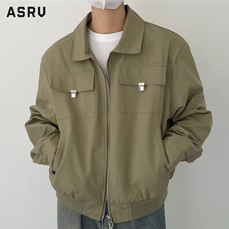 104ASRV Phong cách áo khoác Jacket đẹp trai ve áo áo khoác của nam giới áo khoác lỏng giản dị áo quần áo chạy mô tô