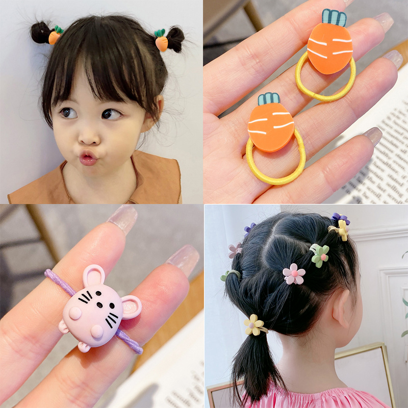 Set 10 Dây Cột Tóc Hình Hoa Trái Dễ Thương Cho Bé Gái