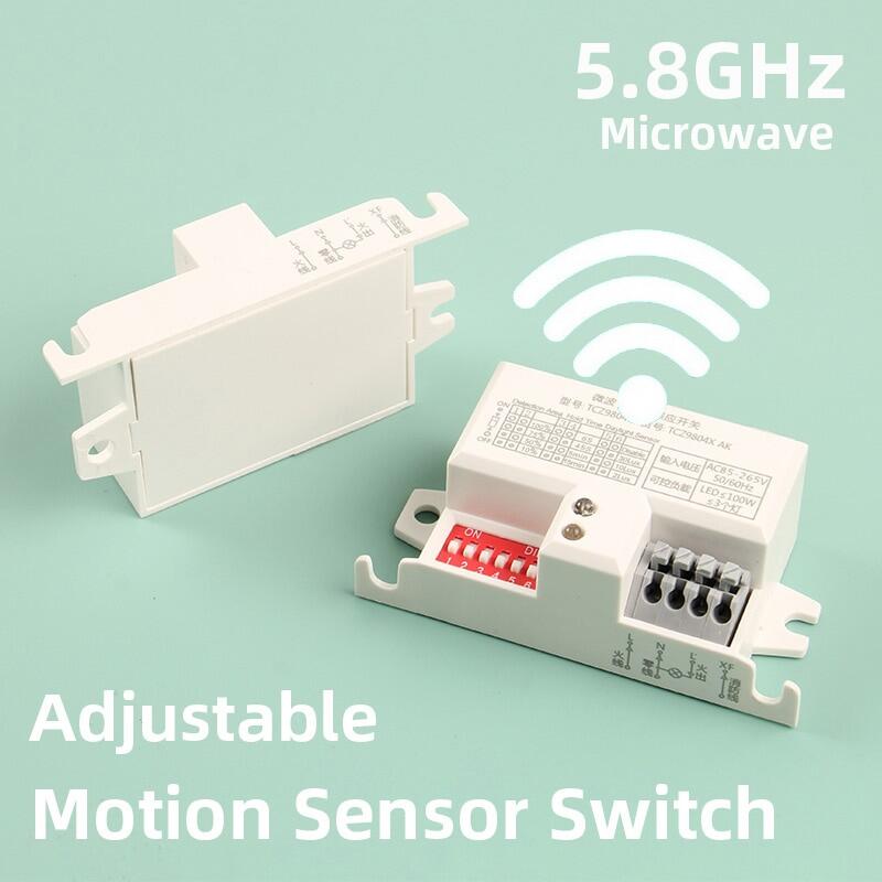 Motion Sensor Switch 5.8ghz Microwave Radar Wireless Body Movement Adjustable Detector More Advanced Than Pir Infrared