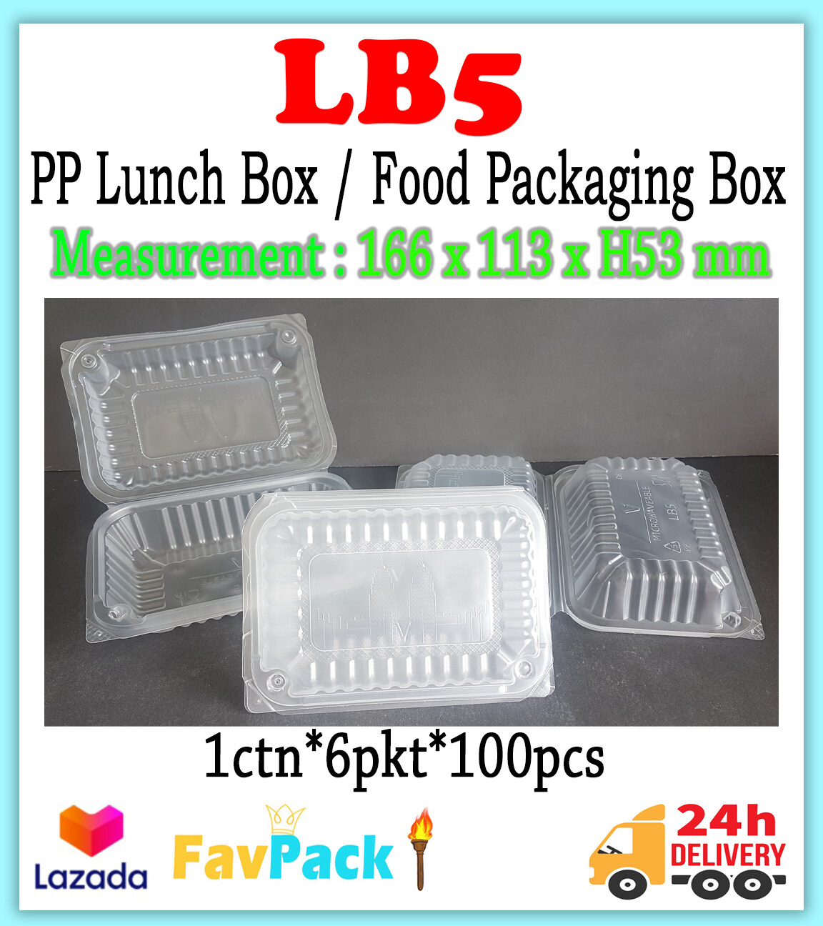 PP Lunch Box LB5 with button locking/ Disposable PP Food Box / Food Box