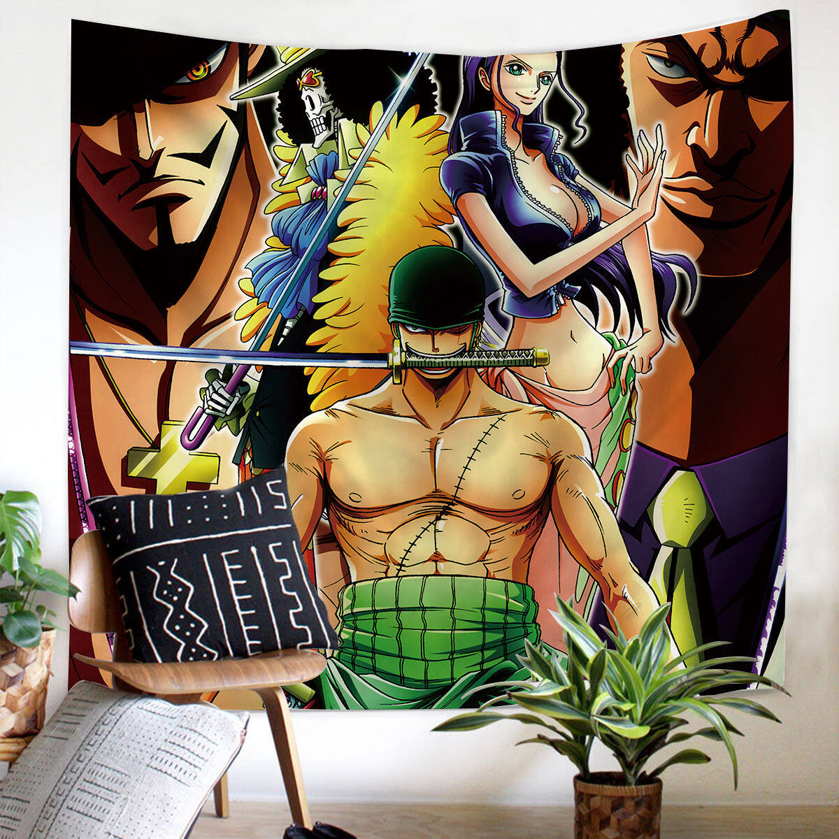 Wehome One-Piece Tapestry Wall Hanging Polyester Tapiserya Cartoon Anime Living Room Decoration Room Background Cloth