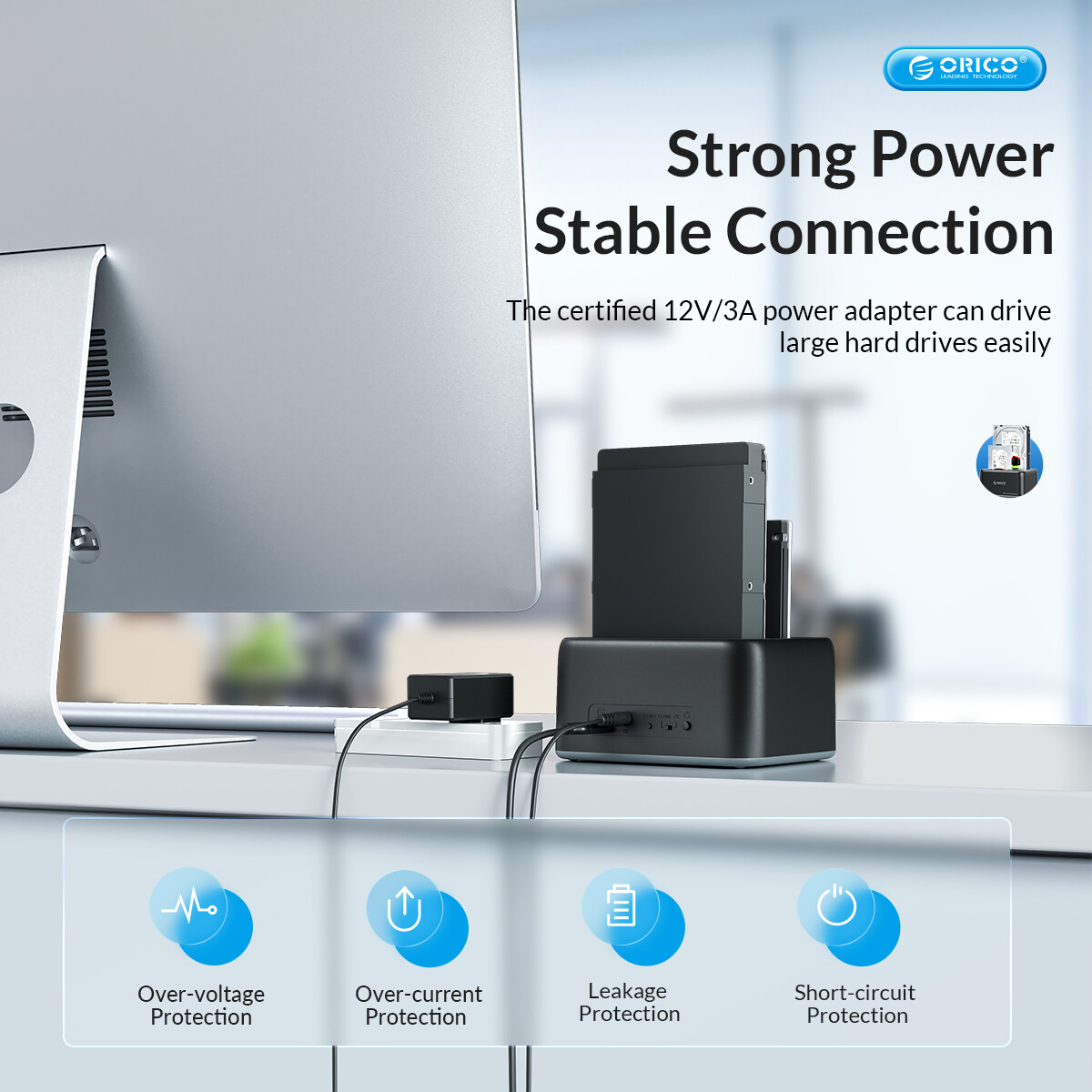 Đế Cắm Ổ Cứng Đế Cắm Ổ Cứng Hai Khoang ORICO USB 3.0 Sang SATA I/II/III Cho Ổ Cứng SSD 2.5/3.5 SATA HDD Với Chức Năng Sao Chép UASP, công Suất Mạnh Hỗ Trợ Giấc Ngủ Thông Minh 18TB Với Cáp Sạc 60PD