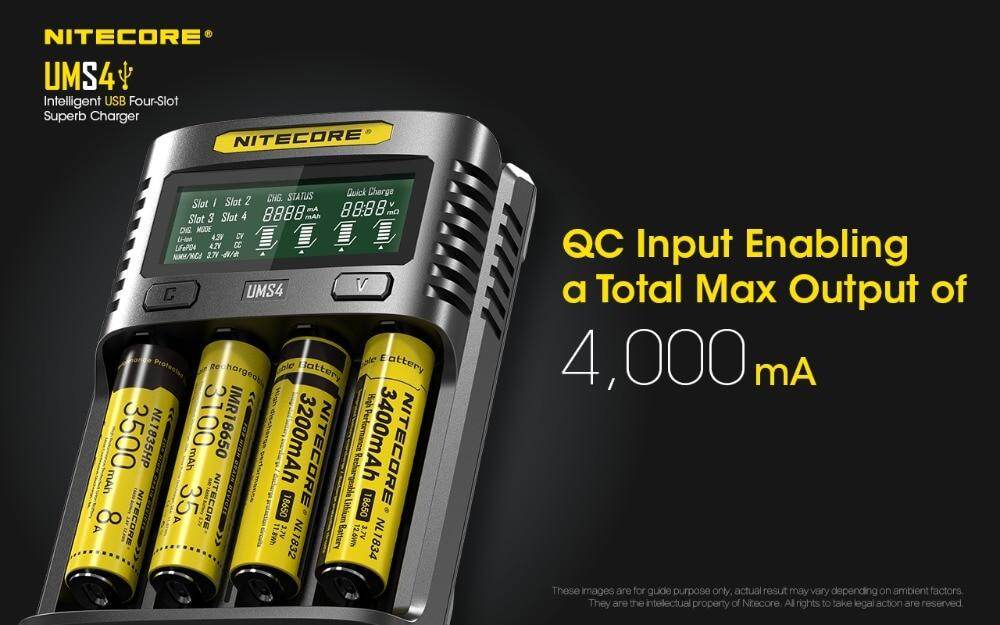 NITECORE UMS4 UMS2 Intelligent QC Fast Charging 4A Large Current Multi - Compatible USB Charger