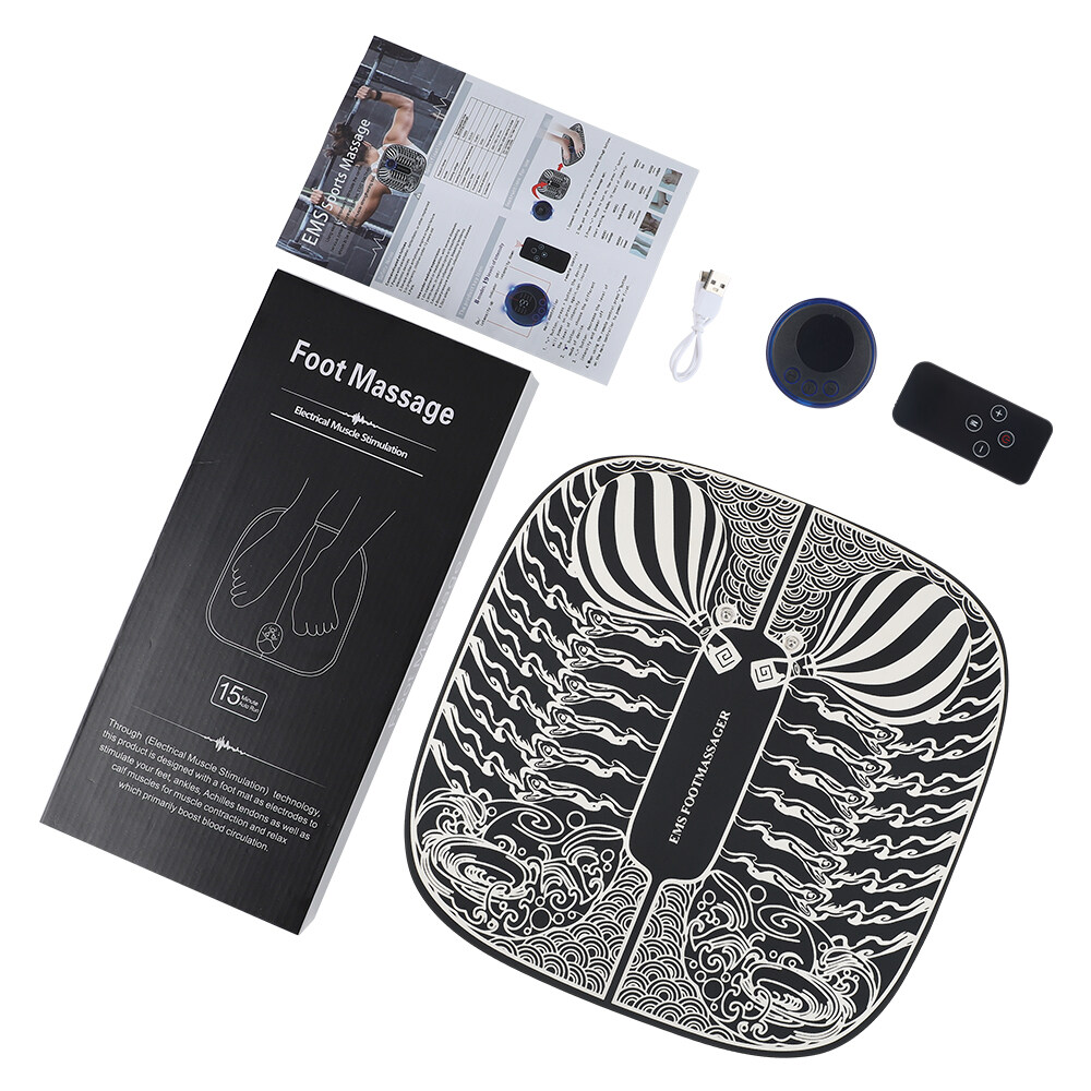 Electric EMS Foot Massager Pad with Remote Control Portable Foldable