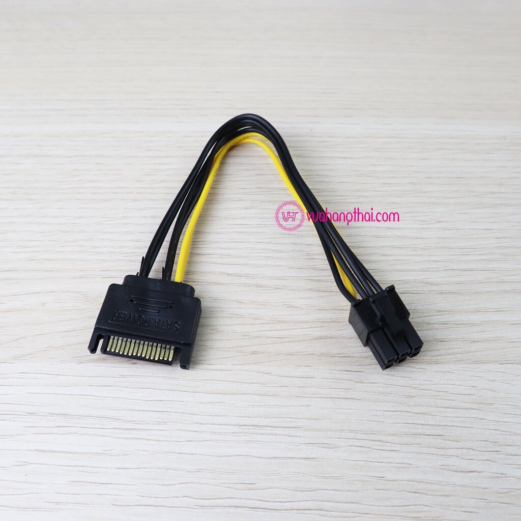 Dây Cáp Chuyển Đổi Nguồn Sata 15 Pin Sang 6 Pin Pci-E Dành Cho Card Đồ Họa Máy Tính