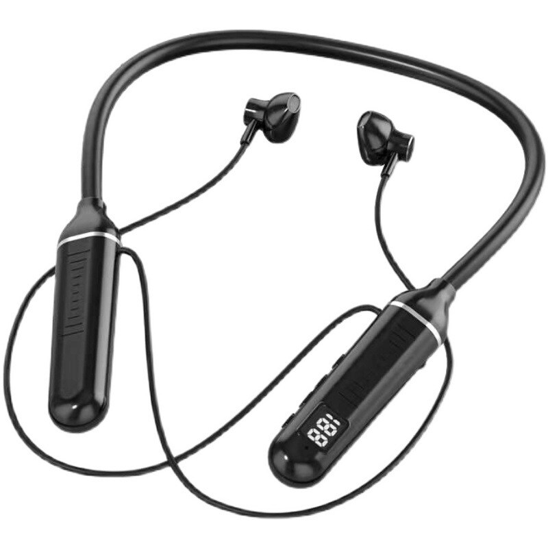 【new】 Neck worn Wireless Bluetooth Headset with Digital Display Function Large capacity Half in ear Sports Stereo Neck mounted Headset