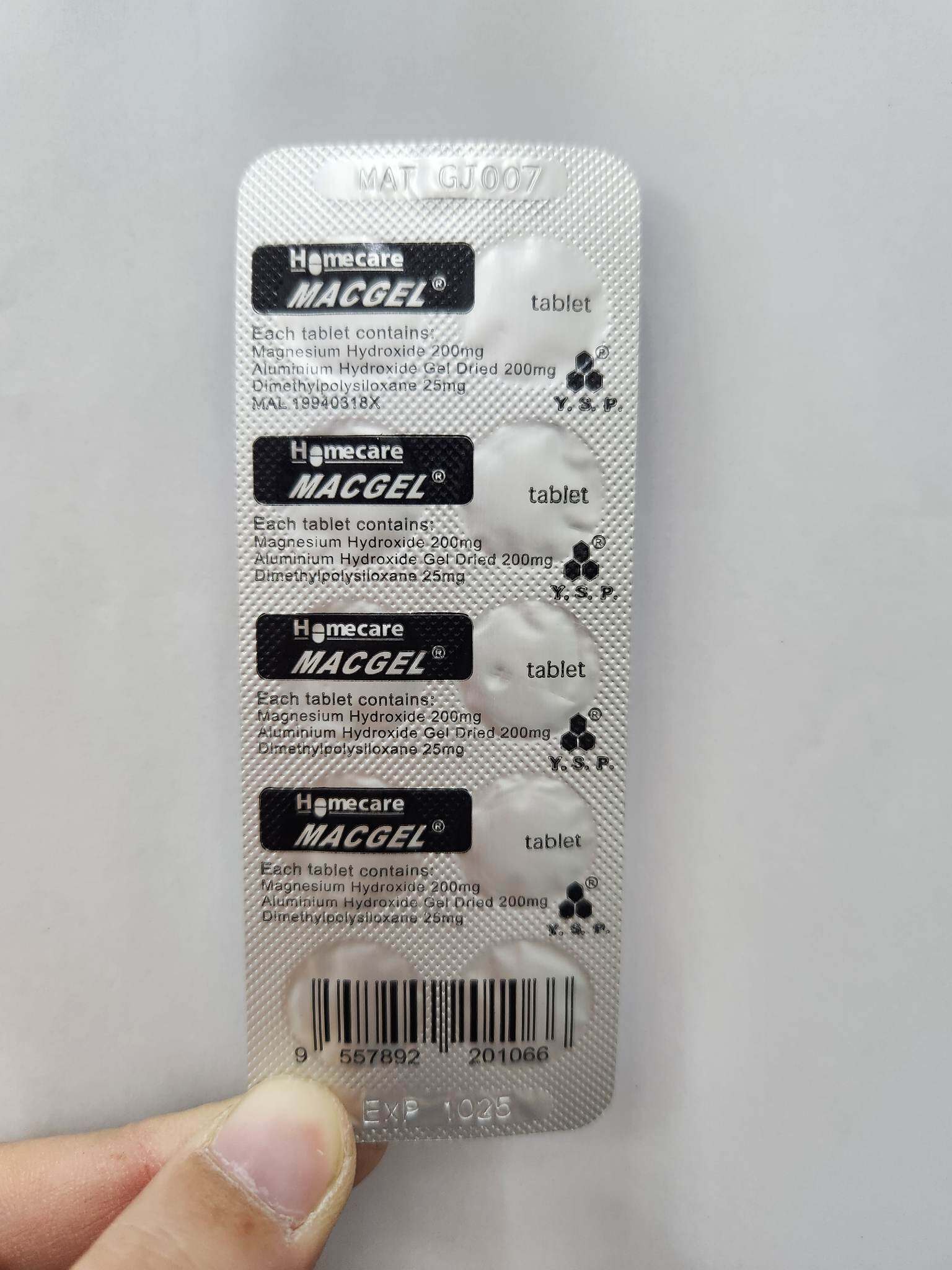 YSP Homecare Macgel Tablet 10 tablets (exp10/2025) Lazada