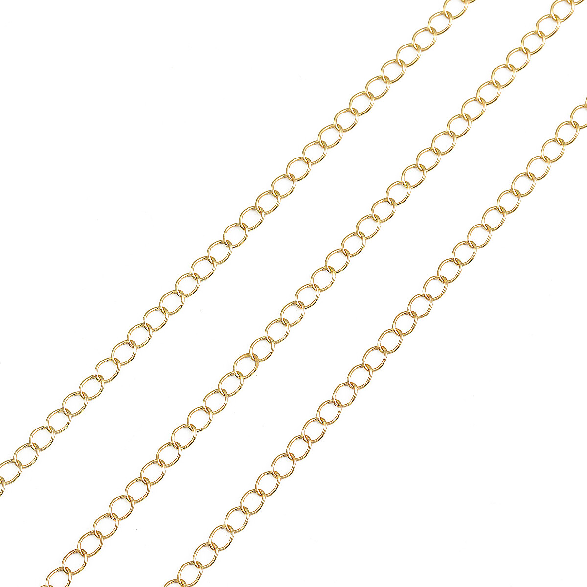1m/lot 3/4 mm 18K Gold Plated Copper Open Link Ring Extended Extension Bracelet Chains Tail Extender Chain Necklace For DIY Jewelry Making Accessories Craft Handmade Supplies