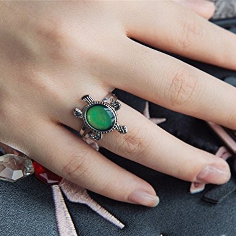 Trendy Emotion Feeling Temperature Rings Magic for Turtle Color Change Mood Ring Adjustable Gift for Male Female