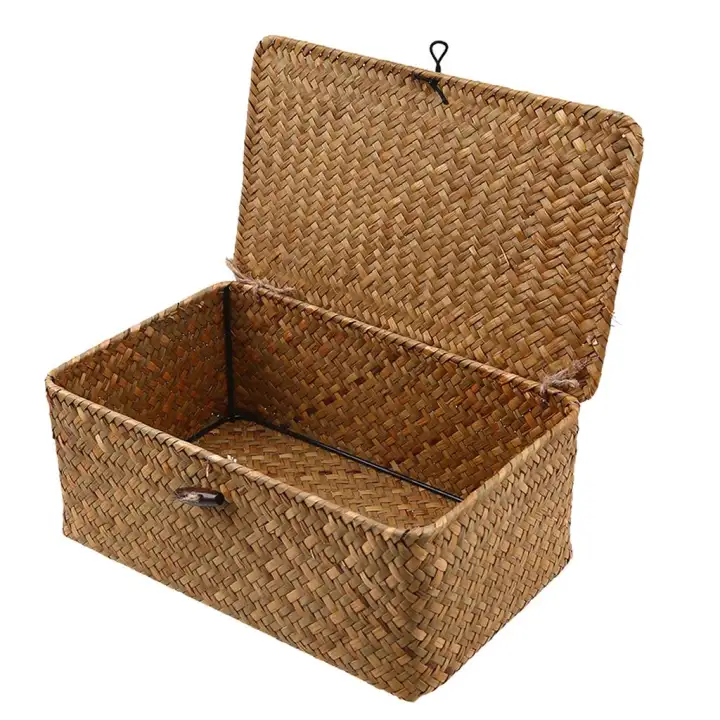 Boxes Various Seagrass Lidded Storage Baskets Hampers Home Organizer Box