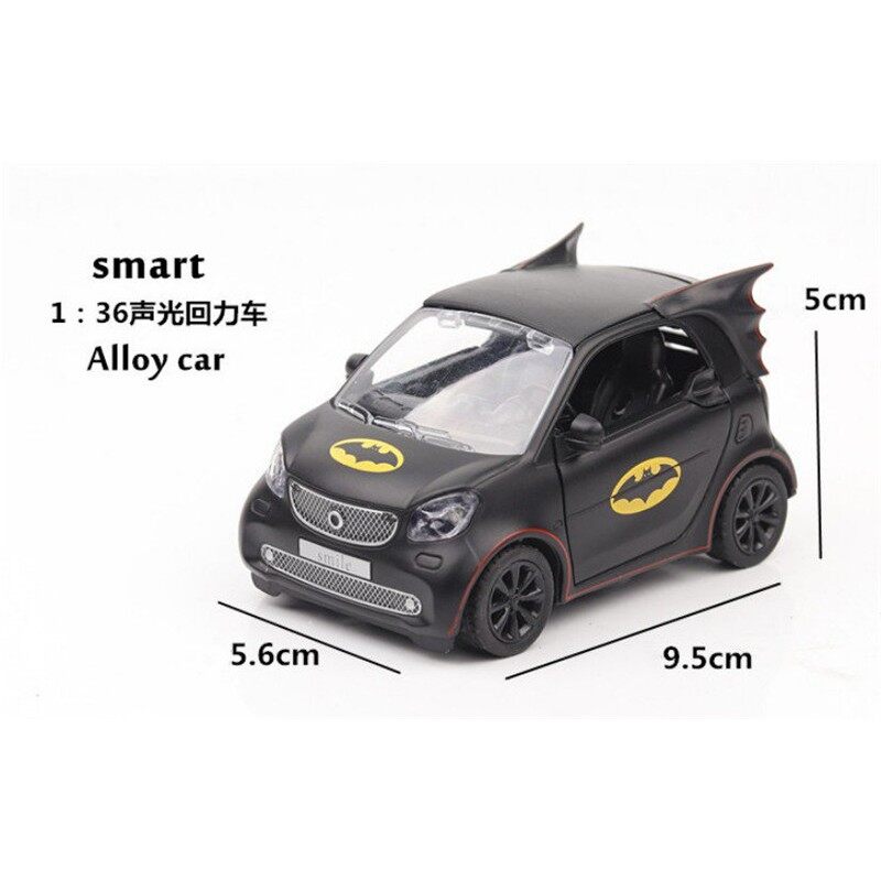 1:36 Batman Benz Smart Diecast Alloy Model Pull Back Car Toy with Sound & Light