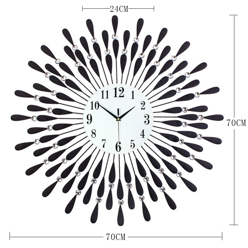 YONUO Creative iron art clock, wall clock, living room decoration clock, electronic quartz clock, wall clock