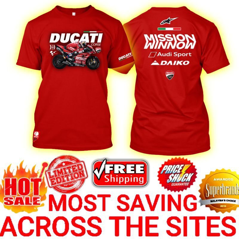 Ducati Mission Winnow 2021 Mens Casual Short Sleeve Red T-Shirt 