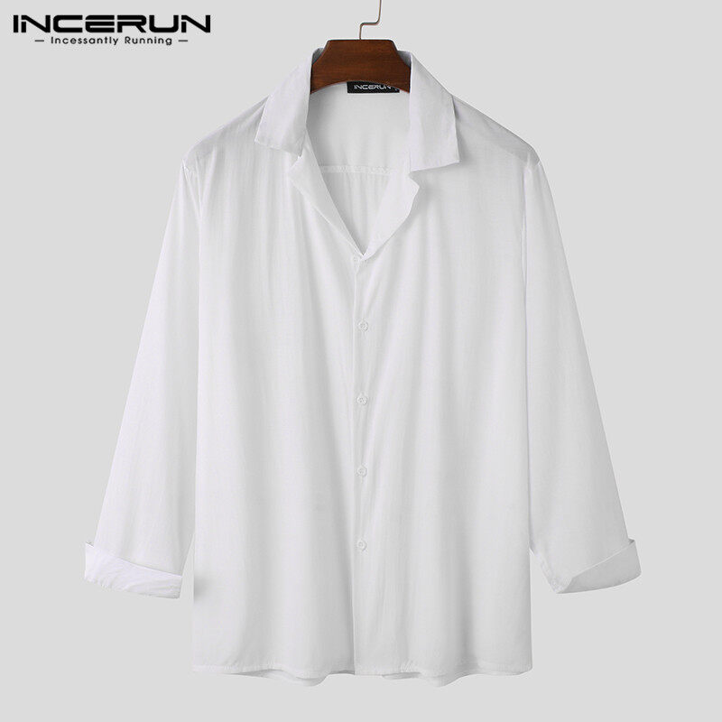 Medussa INCERUN Men Japanese V Neck Long Sleeve Casual Loose Baggy Tunic Tops Blouse Shirts