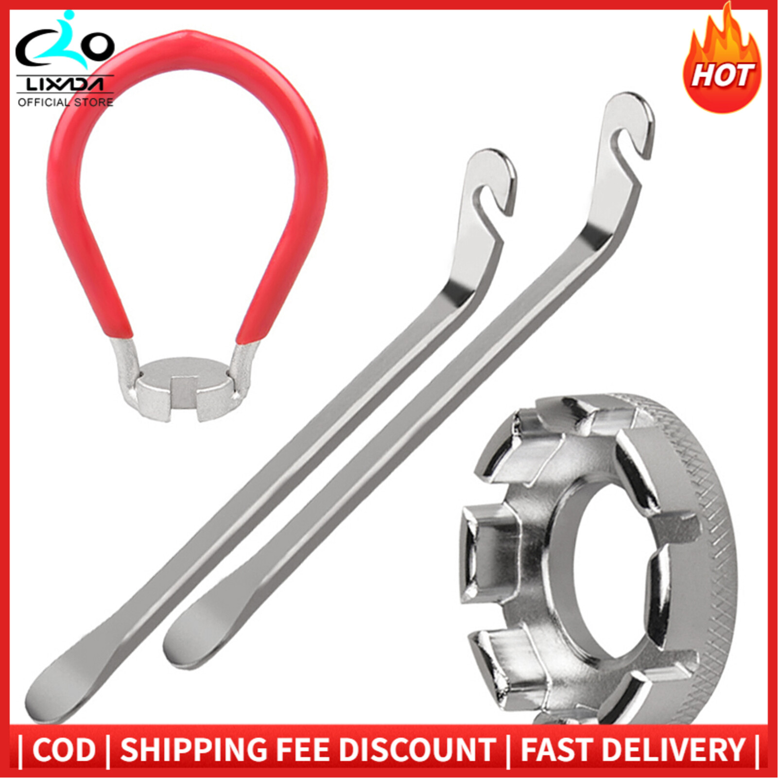 4 Pack Bike Spoke Tool Bicycle Spoke Wrench Pocket Tool 6 in 1 Bike Rim Truing Tool Correct Tool with Tire Lever