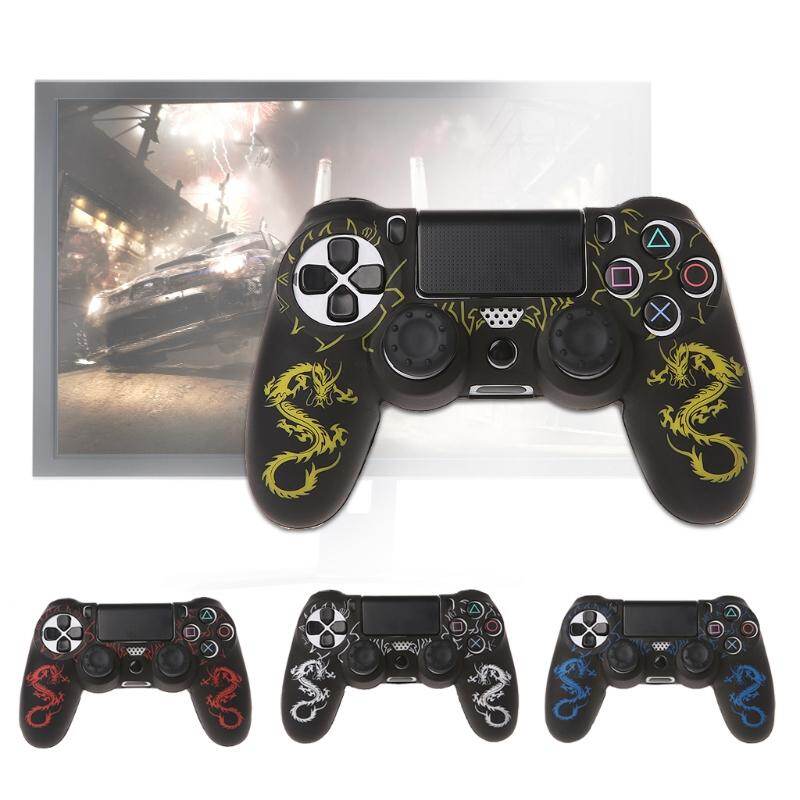 Vỏ Bọc Tay Cầm Chơi Game Silicon Hình Rồng Trung Quốc + 2 Nút Điều Khiển Cho Bộ Điều Khiển PS4