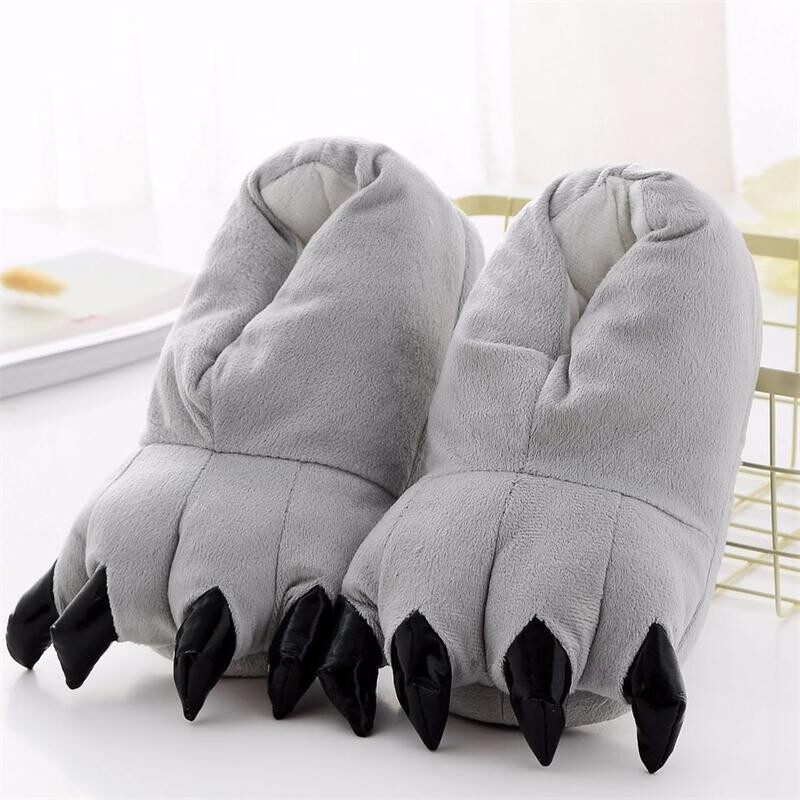 Kids Kigurumi Slippers Anime Cartoon Unicorn Dinosaur Shoes Winter Animal Paw Slippers