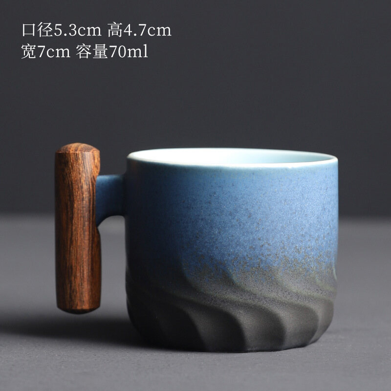 70Ml Cute Coffee Cup Pemegang Kayu Espresso Teacup Cawan Kopi Porselin Cawan Kopi Seramik Comel Cawan Kopi dan Cawan Set Cawan Cawan cawan Kopi