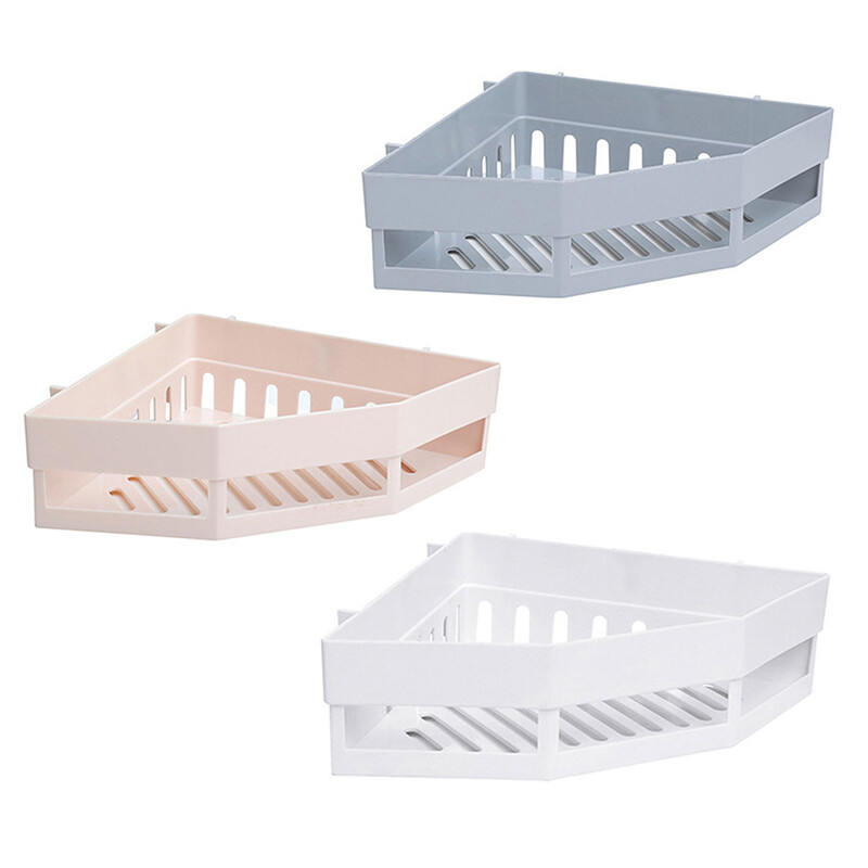 Bathroom Wall Triangular Shower Shelf Punch-free Bathroom Corner Bath Rack Multifunctional Kitchen Storage Holder Organizer