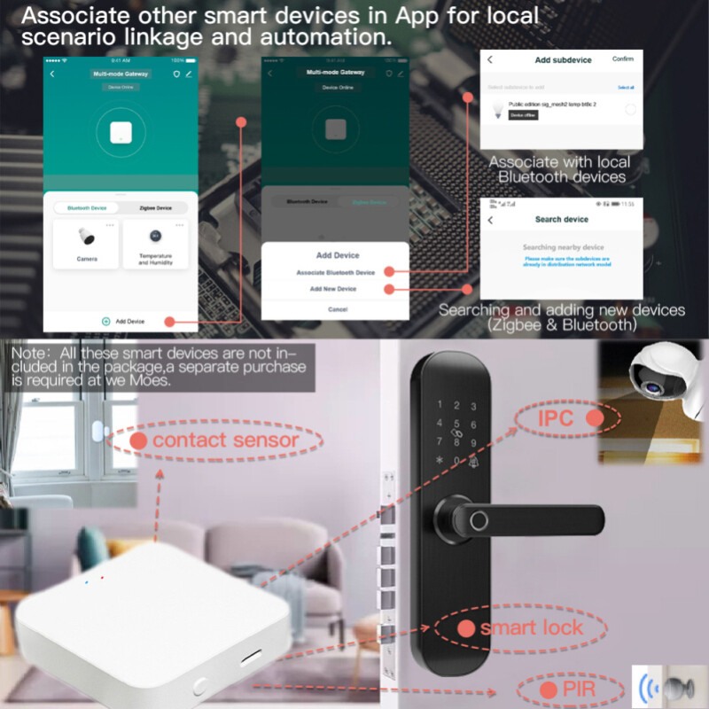 E Life Smart Store Tuya ZigBee 3.0 Smart Gateway Hub Multi-Mode Smart Home Bridge WIFI Bluetooth APP Wireless Remote Control Ensuring Stable Control Of 128 Devices Works For Alexa Google Home